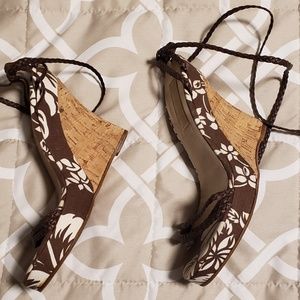 Michael kors brown Tie up wedge espadrilles